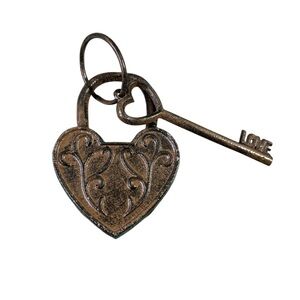 Heart Padlock LOVE Key Cast Iron Office Home Decor